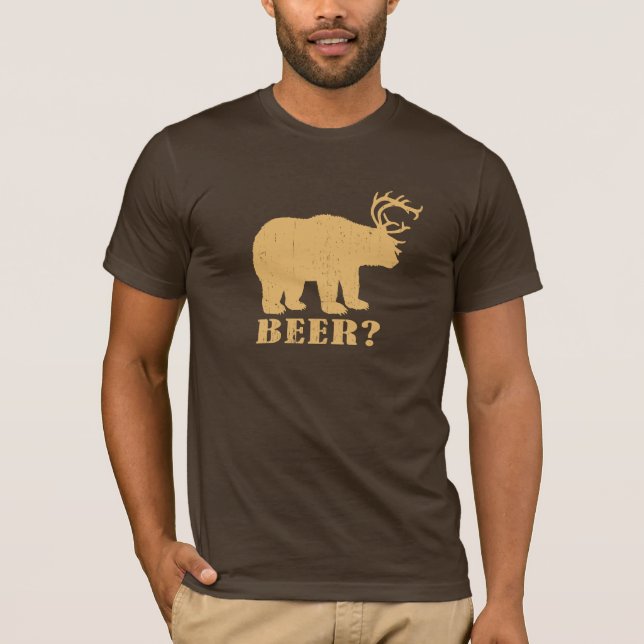 Björnhjort = öl? Berusad Redneckutslagsplats T-shirt (Framsida)