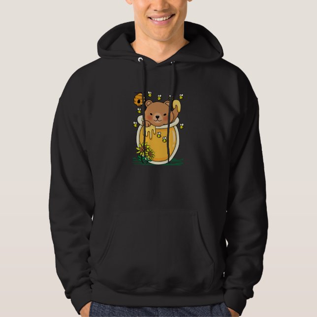 Björnhonung Burk med bin Hoodie (Framsida)