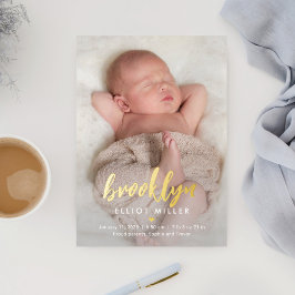 Björnhus Namn Foil Modern Baby Birth Notice