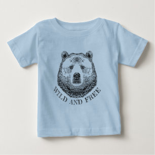 Björnhuvud, Vild och fri illustration av Hand plo T Shirt