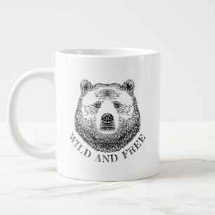 Björnhuvud, Vild och fri illustration av Hand ploc Jumbo Mugg