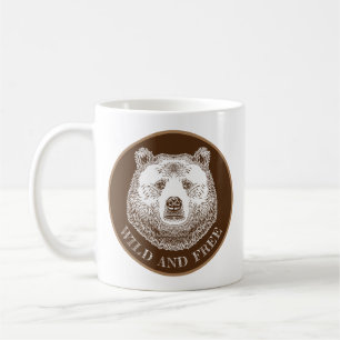Björnhuvud, Vild och fri illustration av Hand ploc Kaffemugg