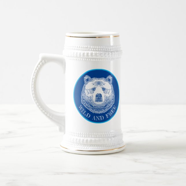 Björnhuvud, Vild och fri illustration av Hand ploc Sejdel (Vänster)