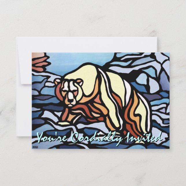 Björninbjudan, Personlig Polar Bear Art Cards Inbjudningar (Framsida)