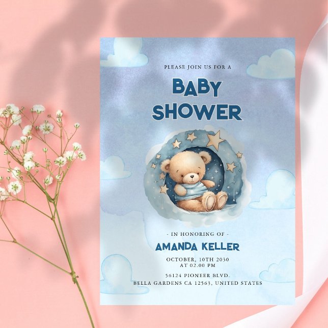 Björninbjudan till Bear Shower för Blue Night Himm Inbjudningar (Skapare uppladdad)