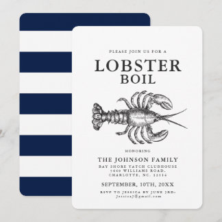 Björninbjudan till Lobster Boil Vintage Stil Inbjudningar