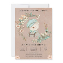 Björninbjudan till Noll Bear Birthday i Rustic Bab