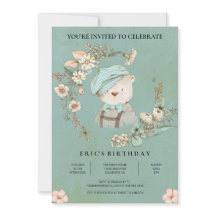 Björninbjudan till Noll Bear Birthday i Rustic Bab