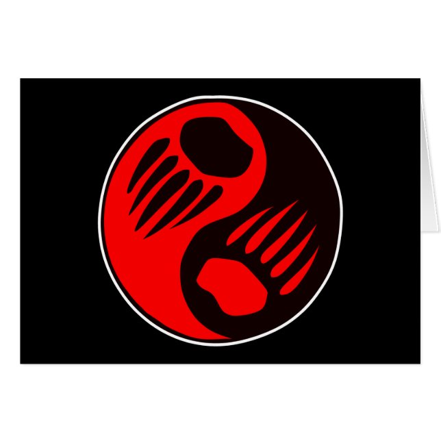 BjörnkloYin Yang svart Hälsningskort (Framsidan Horizontal)