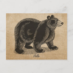 Björnkort för Burlap Vintage hej Bear Postcard Vykort