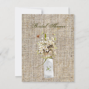 Björnkväxter hippie bohemian burlap bröllop inbjudningar