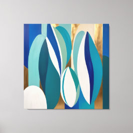 Björnlig Abstrakt med blått- och blåfärgad oval Canvastryck