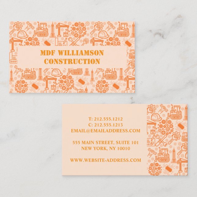 Björnlig arkitektur Ingenjör Mönster Visitkort (Fram/baksida)