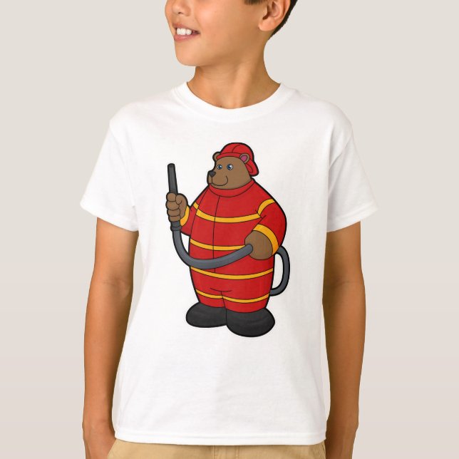 Björnlös som brandman med slang t shirt (Framsida)