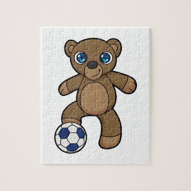 Björnlös som fotbollsspelare med fotboll pussel (Vertikal)