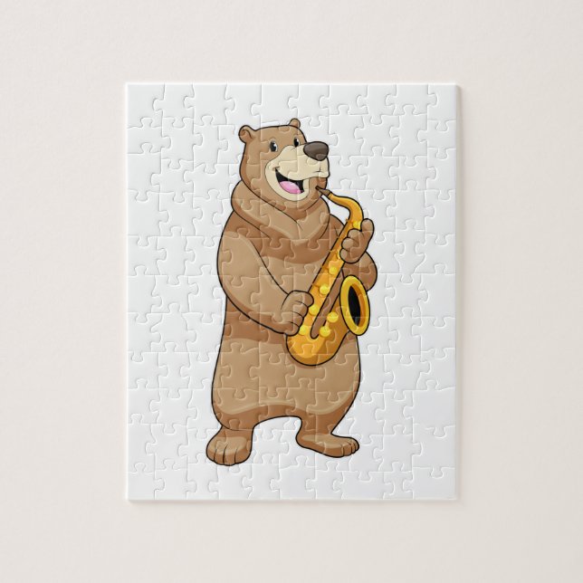 Björnlös som musiker med saxofon pussel (Vertikal)