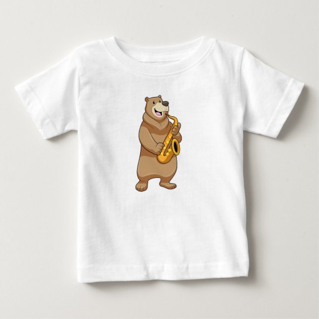 Björnlös som musiker med saxofon t shirt (Framsida)