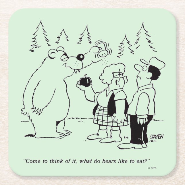 Björnmiddag Underlägg Papper Kvadrat (Framsidan)
