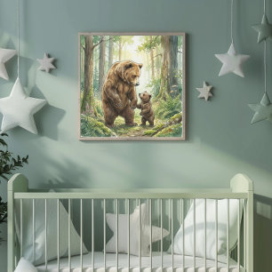 Björnmoder och unge förskola poster
