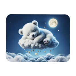 Björnmoln som sover måne djurdröm magnet