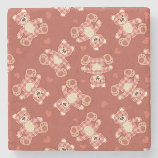 björnpatchworkmönster underlägg sten (Framsidan)