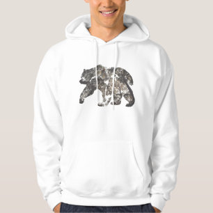 BjörnSilhouette med träd, vildnatur Sweatshirt Med Luva
