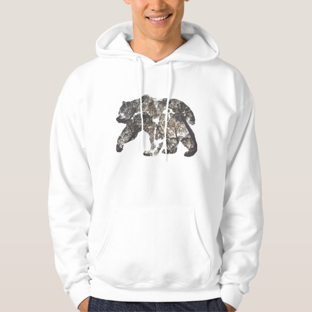BjörnSilhouette med träd, vildnatur Sweatshirt Med Luva (Framsida)