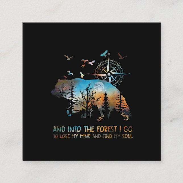 Björnsilhuetskog för björn- och naturskog, Älskare Fyrkantigt Visitkort (Framsida)
