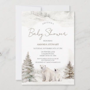 Björnskåda för modern White Polar Bear Unge Inbjudningar