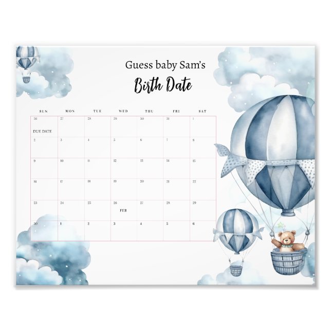 Björnskaren Förfallodatumkalender - babyskal Fototryck (Framsidan)