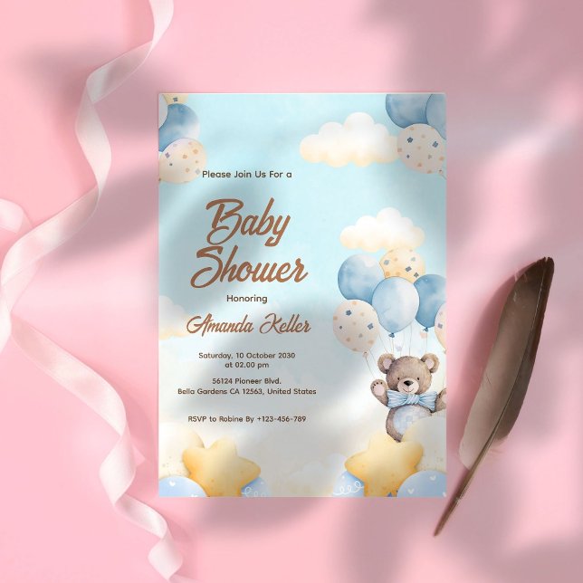 Björnsljudeinbjudan till babyskor för baby inbjudningar (Skapare uppladdad)