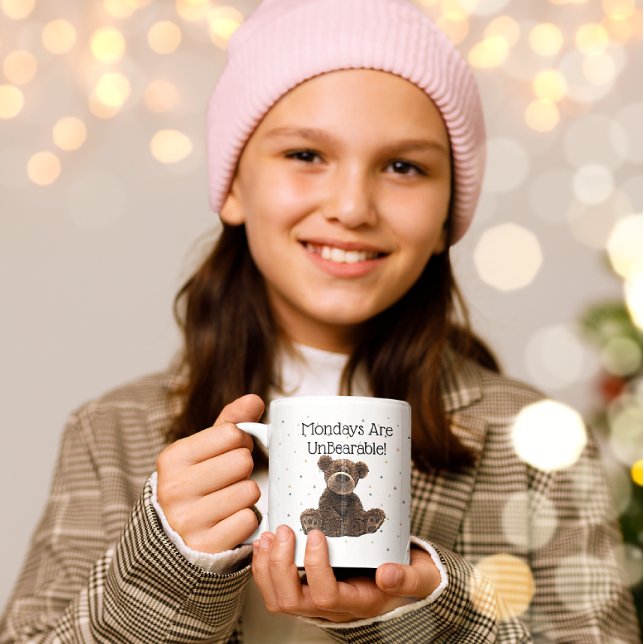 Björnsten Bear Cute måndag, arbete Pun Animal Kaffemugg (Skapare uppladdad)