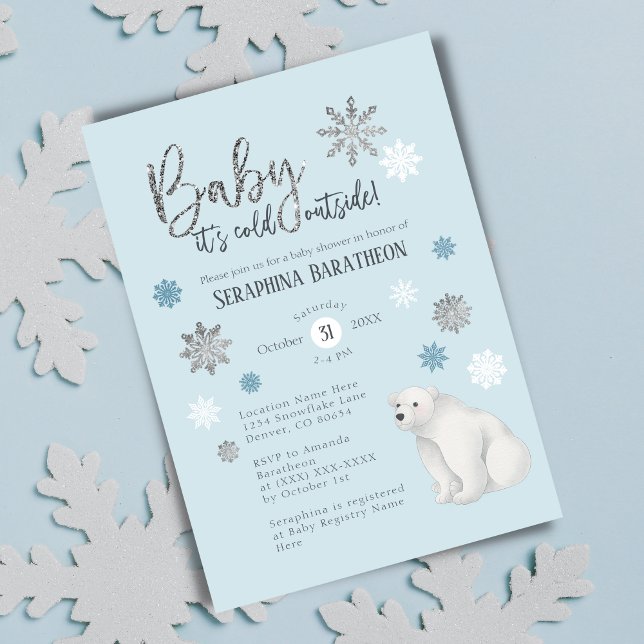 Björnstövel för blått Polar Bear Baby Shower Inbjudningar (Skapare uppladdad)