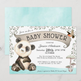 Björnstövel för kute Panda Bear Baby Shower Inbjudningar