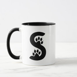 Björntåavtryck Bokstav S monogram Mugg