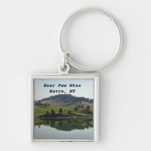 Björntass sjö Keychain Fyrkantig Silverfärgad Nyckelring
