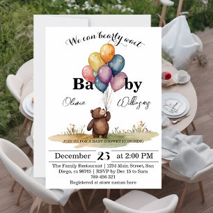 Björntema babyfest för barn utan könsbestämd inrik inbjudningar