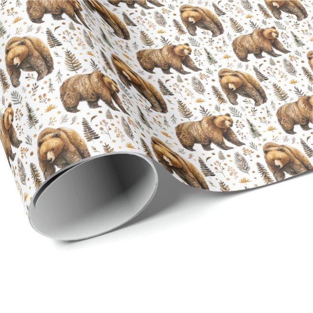 Björntemat presentpapper med vilda djur (Rullad Hörn)