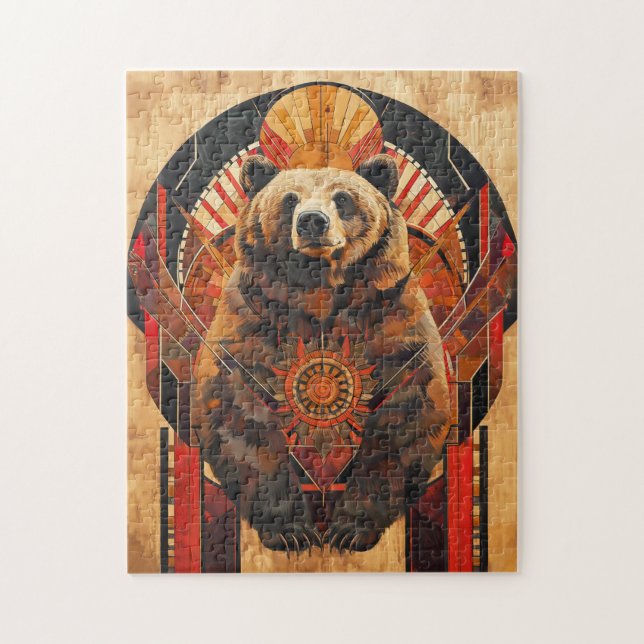 Björntotem – Styrka i Deco-stil Pussel (Vertikal)