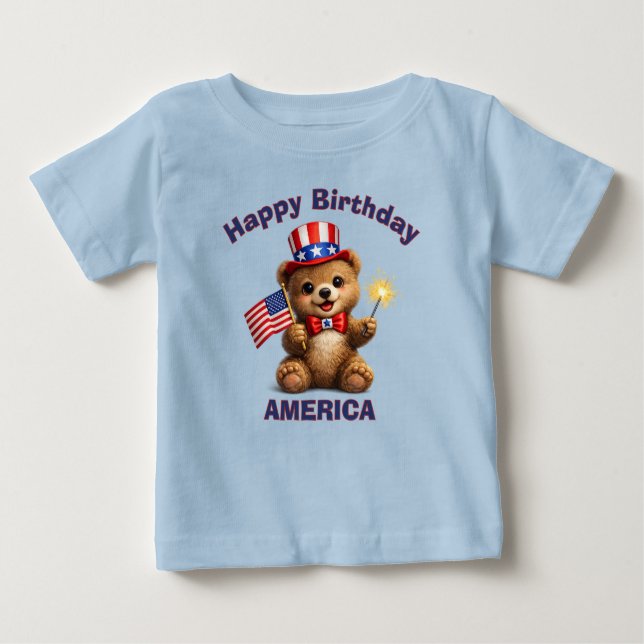 Björnunge (5a) Patriotisk Barn T-Shirt (Framsida)