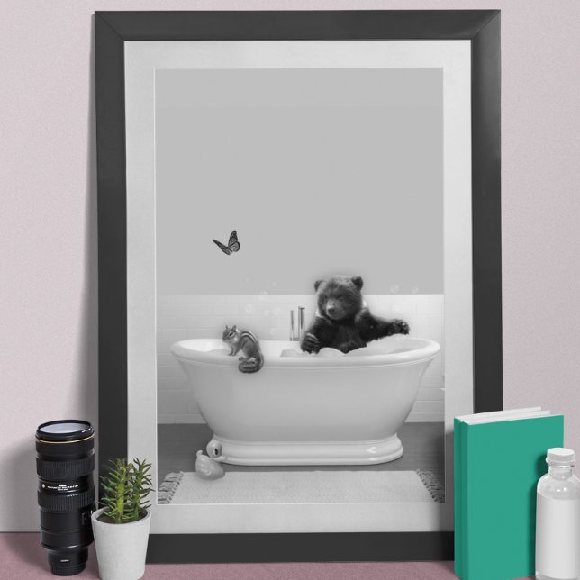 Björnunge i badkar Bubble bath Nursery Poster (Skapare uppladdad)