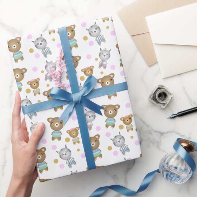 Björnunge och zebra illustration presentpapper (Gifting)