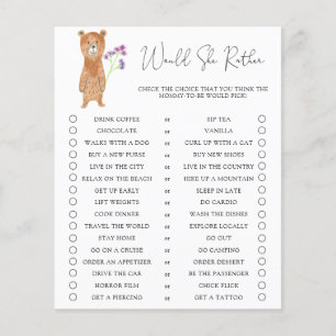 Björnunge / Would She Rather Baby Shower-spel