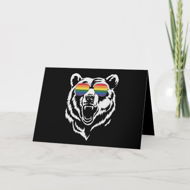Björnväxel, HBT-Pride för regnbågssolglasögon, Fla Tack Kort (Framsida)
