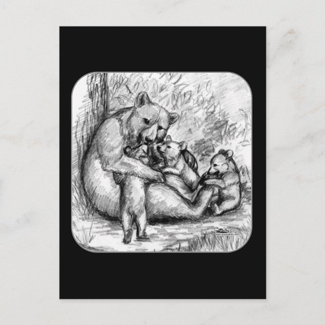 Björsfamilj Vykort (Framsida)