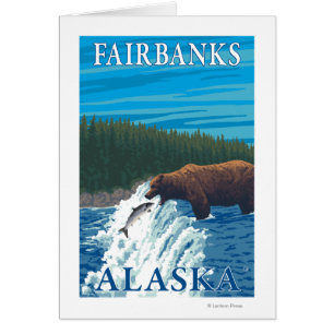 Björsfiske i floden - Fairbanks, Alaska Hälsningskort