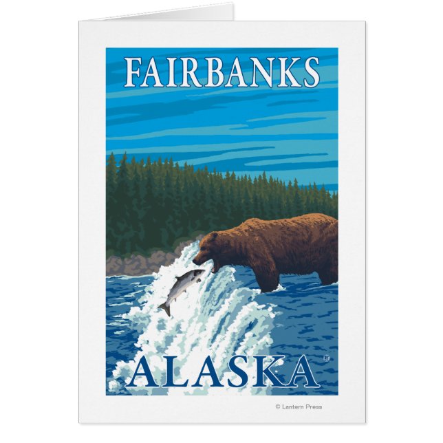 Björsfiske i floden - Fairbanks, Alaska Hälsningskort (Framsidan)