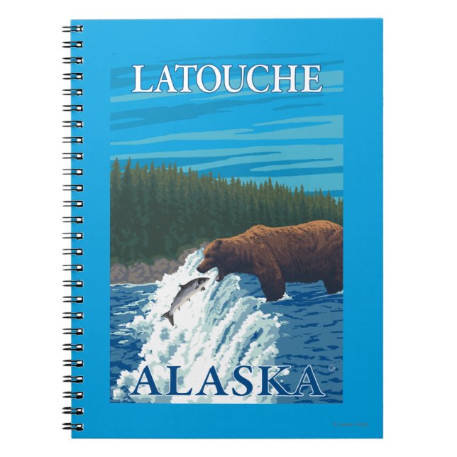 Björsfiske i floden Latouche, Alaska Anteckningsbok Med Spiral (Framsidan)
