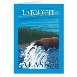 Björsfiske i floden Latouche, Alaska Hälsningskort