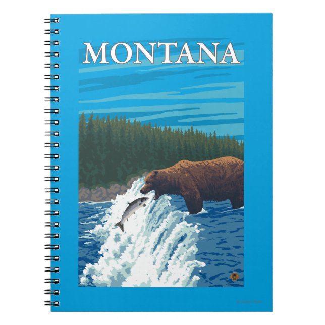 Björsfiske i floden Montana Anteckningsbok Med Spiral (Framsidan)